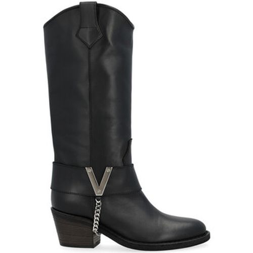 Bottes Botte Texan noire avec V argenté - Via Roma 15 - Modalova