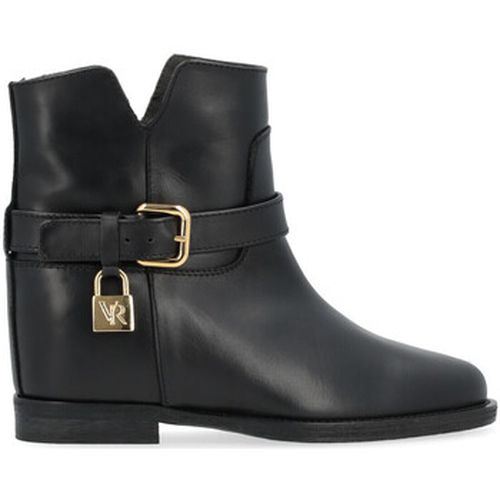 Boots Bottine en cuir noir avec cadenas - Via Roma 15 - Modalova