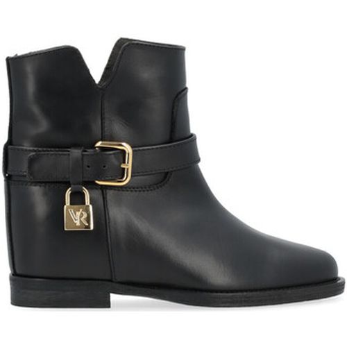 Boots Bottines en cuir noir avec cadenas - Via Roma 15 - Modalova