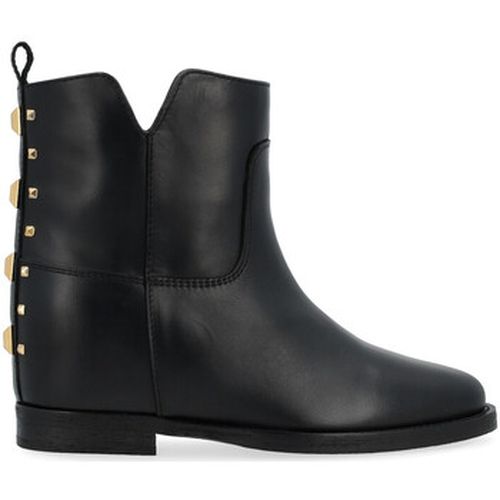 Boots Bottines en cuir noir avec clous dorés - Via Roma 15 - Modalova