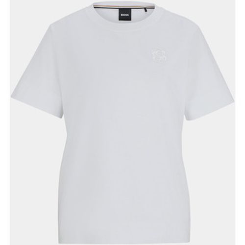 T-shirt T-shirt à col rond avec monogramme brodé - BOSS - Modalova