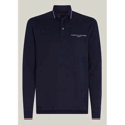 T-shirt Polo manches longues marine en coton bio stretch - Tommy Hilfiger - Modalova