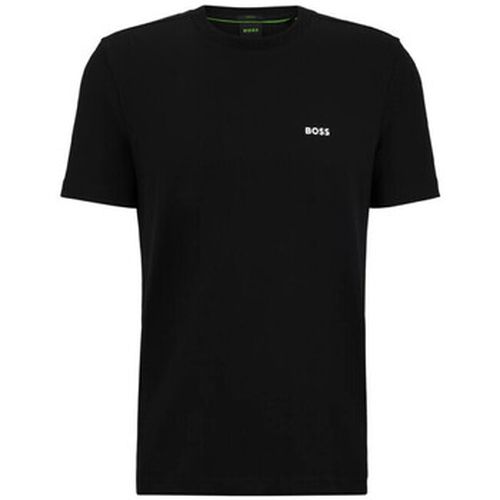 T-shirt T-SHIRT TEE NOIR REGULAR FIT EN COTON STRETCH AVEC LOGO - BOSS - Modalova