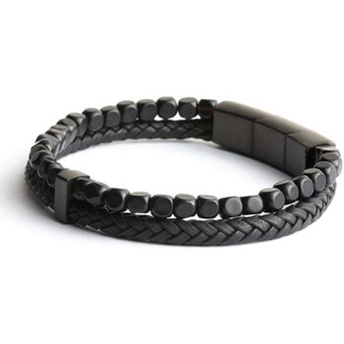 Bracelets Bracelet agate noire/cuir M-L - Gemini - Modalova