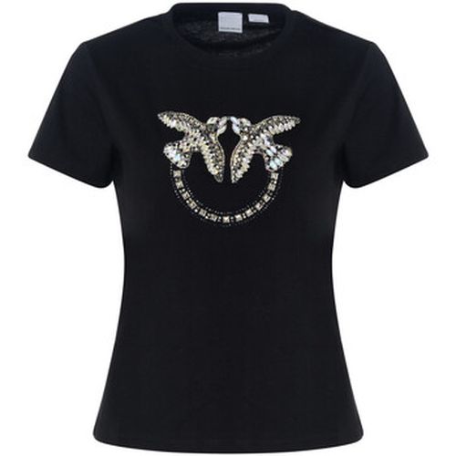 T-shirt T-Shirt en jersey noir avec broderie Love Birds - Pinko - Modalova