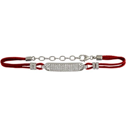 Bracelets Bracelet Argent Rhodié Cordon Rouge Plaque Rectangle - Orusbijoux - Modalova