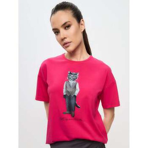 T-shirt Pink Printed oversized T-shirt MINIMALIST CAT - Maniita Lacitta - Modalova