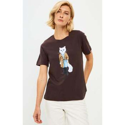 T-shirt Brown Printed T-shirt TRENCH COAT WHITE CAT - Maniita Lacitta - Modalova