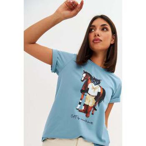 T-shirt Blue Printed T-shirt RIDER CAT - Maniita Lacitta - Modalova