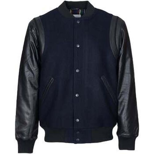 Blouson Veste en laine marine et cuir - Harrington - Modalova