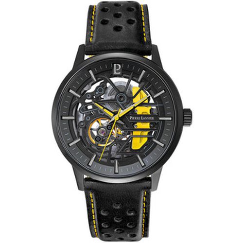 Montre PADDOCK Cadran Noir Bracelet Cuir Perforé Noir - Pierre Lannier - Modalova