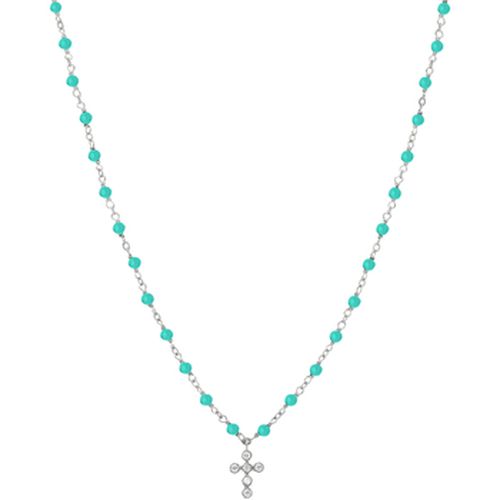 Collier Collier Argent Rhodié Croix En Zirconium Blanc Et Pierres - Orusbijoux - Modalova