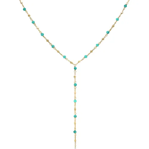 Collier Collier Cravate Argent Doré Perles Naturelles Turquoise - Orusbijoux - Modalova