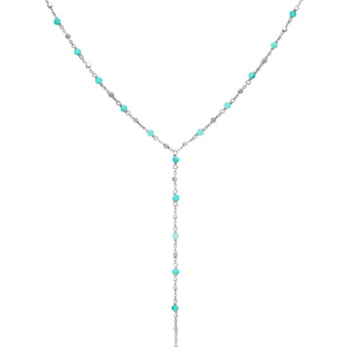 Collier Collier Cravate Argent Rhodié Perles Naturelles Amazonite - Orusbijoux - Modalova