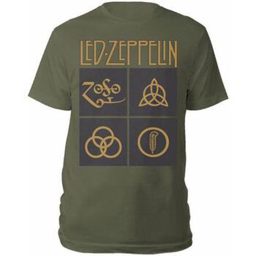 T-shirt Gold Symbols in Black Square - Led Zeppelin - Modalova