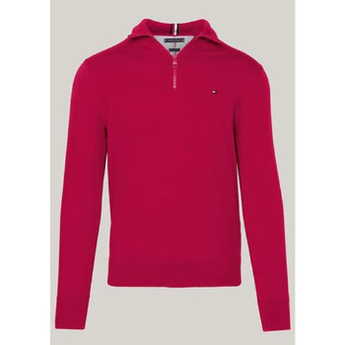 Sweat-shirt Pull demi zip bordeaux en coton bio - Tommy Hilfiger - Modalova