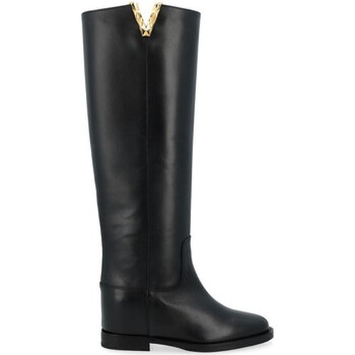 Bottes Botte en cuir noir avec un V doré à facettes - Via Roma 15 - Modalova