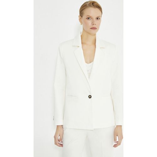 Veste White Shoulder Padded Double Breasted Jacket With Pockets - Just Like You - Modalova