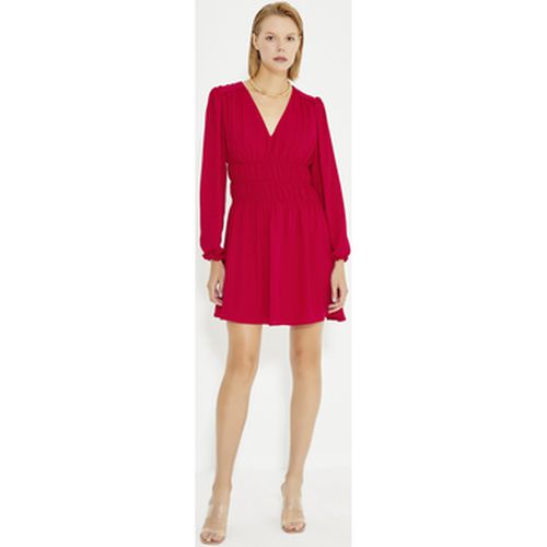 Robe courte Red Gathered Waist Long Sleeve Dress - Just Like You - Modalova