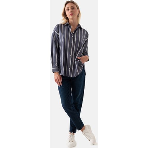 Chemise Indigo White Striped Oversized Women's Shirt - Just Like You - Modalova