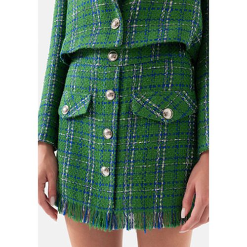 Jupes Green Tweed Plaid Tasseled Women's Mini Skirt - Just Like You - Modalova