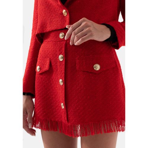 Jupes Red Tweed Plaid Tasseled Women's Mini Skirt - Just Like You - Modalova