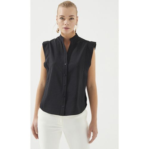 Chemise Black Band Collar Sleveless Shirt - Just Like You - Modalova