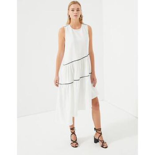 Robe White Ruffled Black Piping Detailed Dress - Just Like You - Modalova