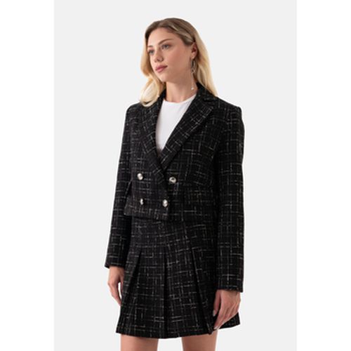 Veste Black Plaid Double Breasted Short Women's Jacket - Just Like You - Modalova