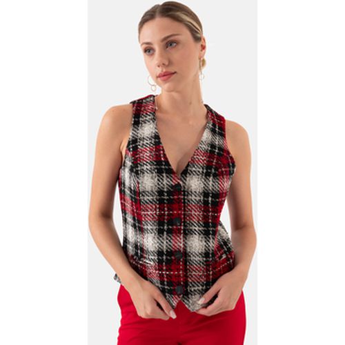 Gilets de costume Red Black Plaid Front Buttoned Lined Women's Vest - Just Like You - Modalova