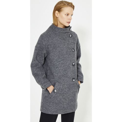 Manteau Anthracite Front Button Detailed Side Pocket Women'Coat - Just Like You - Modalova