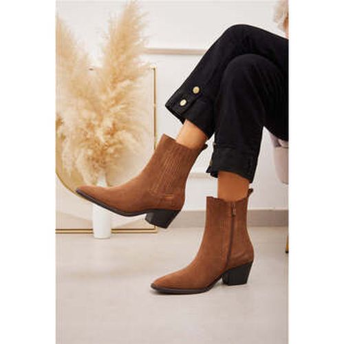 Bottines Bottines Santiags cuir nubuck, Cognac - Vera Collection - Modalova