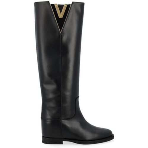 Bottes Botte en cuir et daim noir avec V doré - Via Roma 15 - Modalova