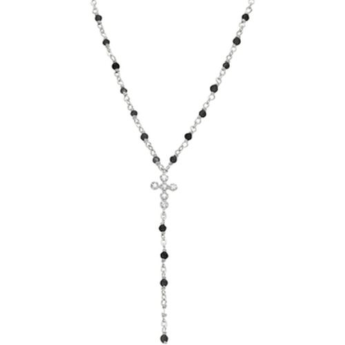 Collier Collier Argent Rhodié Cravate Croix Et Pierres Spinelle - Orusbijoux - Modalova