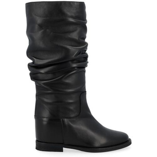 Bottes Botte bouclée en cuir noir - Via Roma 15 - Modalova