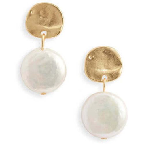 Boucles oreilles E71691 Boucles d'oreilles Perle blanche plate - Karine Sultan - Modalova