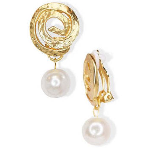 Boucles oreilles E68938 Clip tourbillon avec goutte de perle - Karine Sultan - Modalova