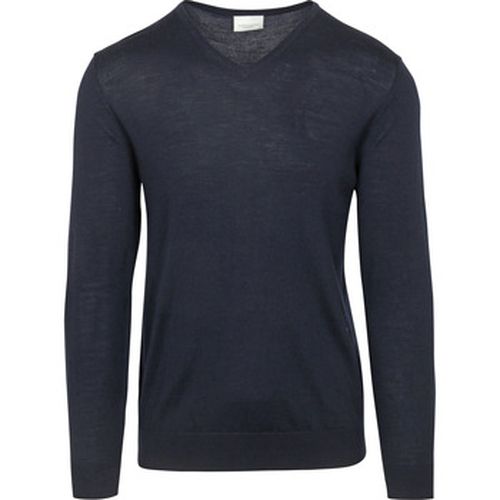 Sweat-shirt Pull-over Col-V Laine Merinos Marine - Profuomo - Modalova