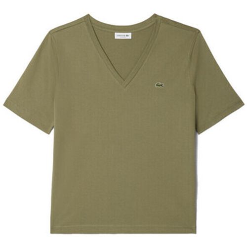 T-shirt T-SHIRT RELAXED FIT VERT EN JERSEY DE COTON DOUX COL V - Lacoste - Modalova