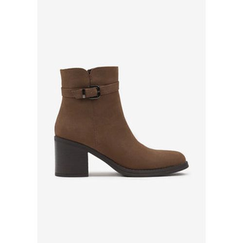 Bottines Bottine s à talon en nubuck avec boucle, Camel - Vera Collection - Modalova