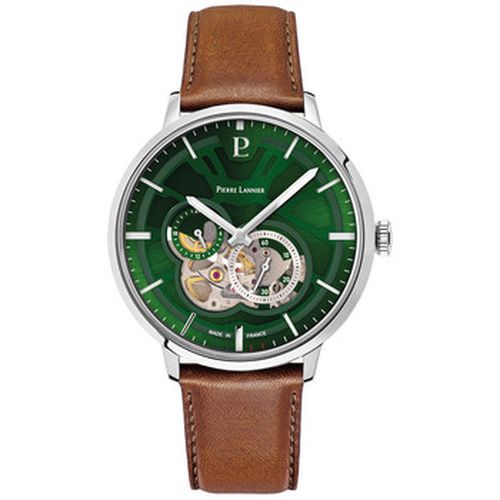 Montre TRIO Argenté Cadran Bracelet Cuir Brun 20 MM - Pierre Lannier - Modalova