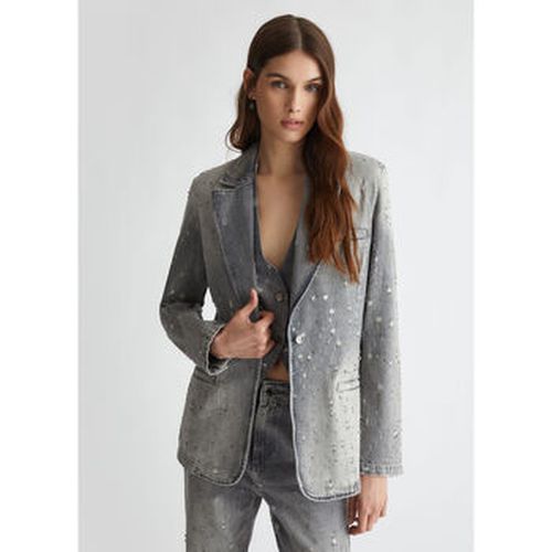 Veste Blazer en toile denim avec strass - Liu Jo - Modalova