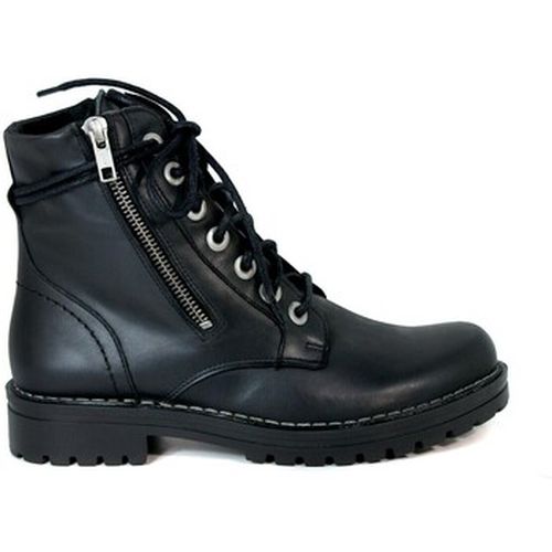 Bottines BOTÍN MILITAR DE PIEL NEGRO PARA MUJER MADISON 6831 - Aplauso - Modalova