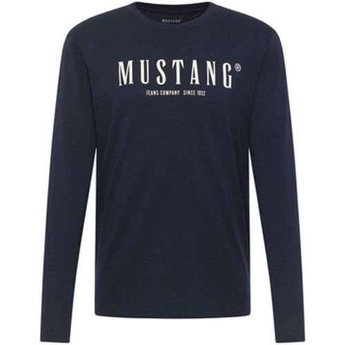 T-shirt T-shirt coton col rond manches longues droit - Mustang - Modalova