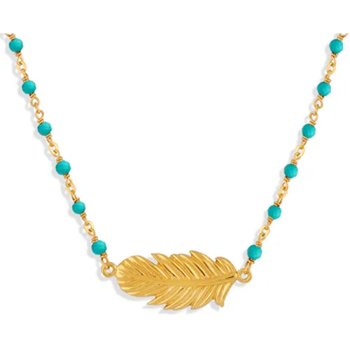 Collier Collier Argent Doré Plume Et Turquoise - Orusbijoux - Modalova