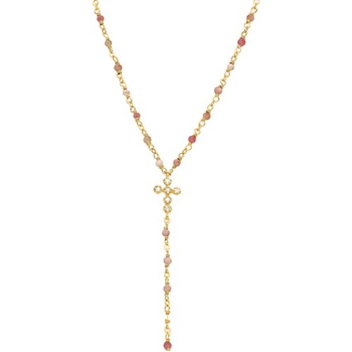 Collier Collier Argent Cravate Croix Et Pierres Quartz Rose - Orusbijoux - Modalova