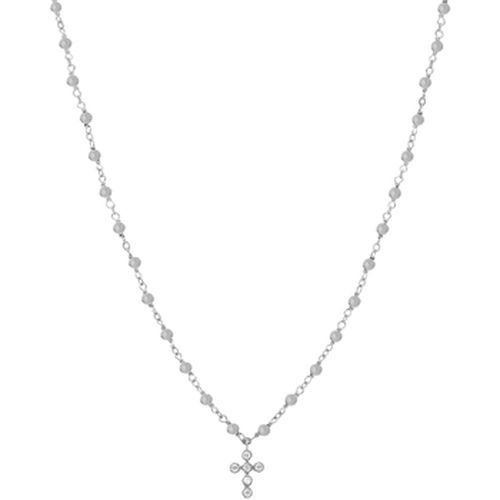 Collier Collier Argent Rhodié Croix En Zirconium Blanc Et Pierres - Orusbijoux - Modalova