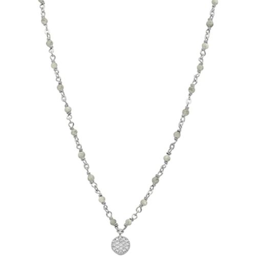 Collier Collier Argent Rhodié Médaillon Serti Blanc Et Pierres - Orusbijoux - Modalova