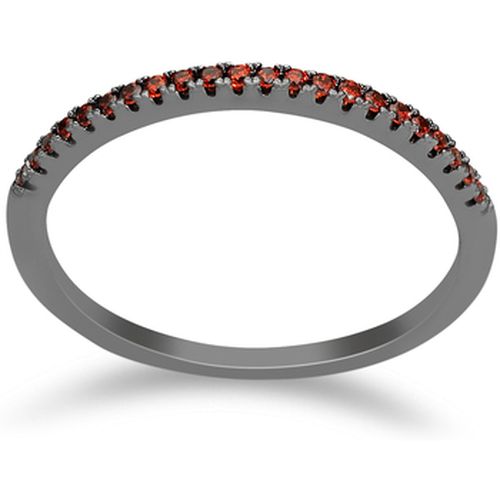 Bijoux Bague Anneau Scintillant Noir Pierre Orange - Orusbijoux - Modalova