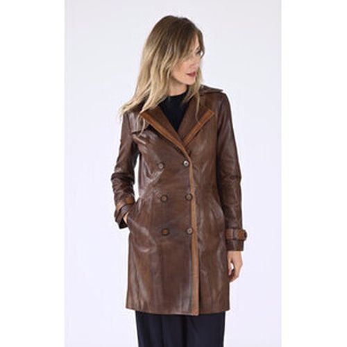 Manteau Trench cuir cognac-C46611 - La Canadienne - Modalova